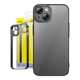Baseus Glitter Transparent Case and Tempered Glass set for iPhone 14 Plus (Black) ARMC021001