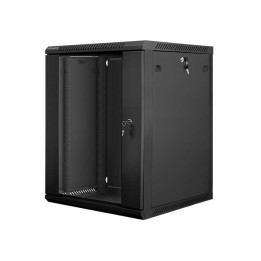 Lanberg 19" Wall-Mount Rack Cabinet 15U/600x600 V2 Black, Glass Door (Flat-Pack)