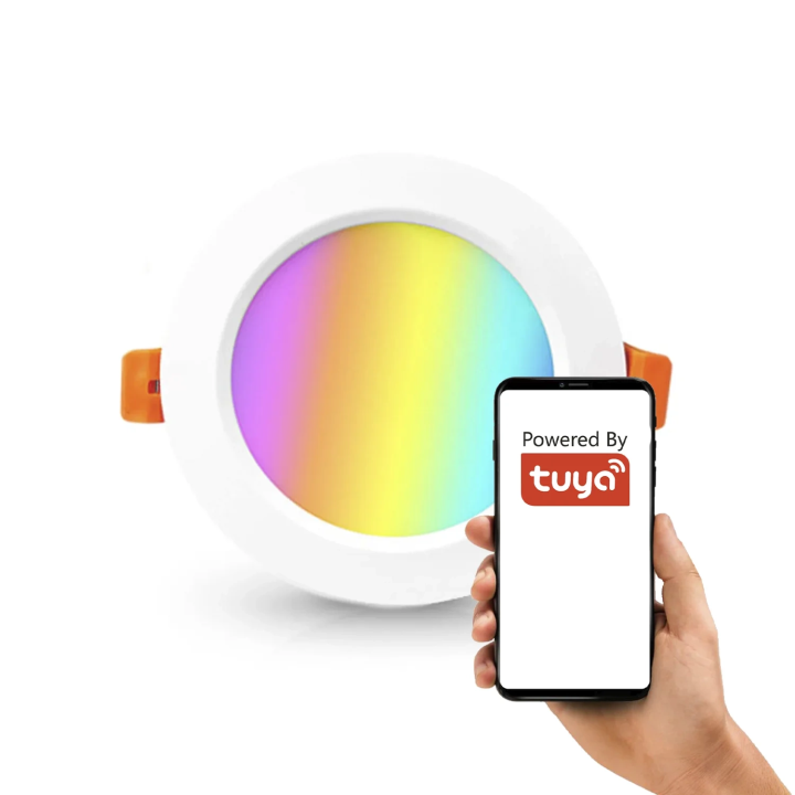 Умная круглая встраиваемая лампа RGBCCT с регулируемой яркостью 2,5″ ZigBee TUYA