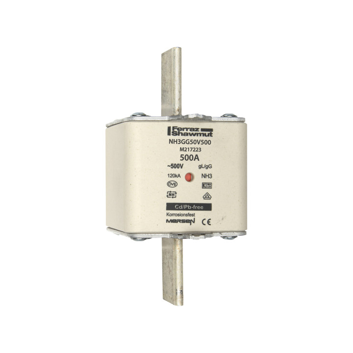 NH fuse-link gG, 500VAC, size 3, 500A double indicator/live tags