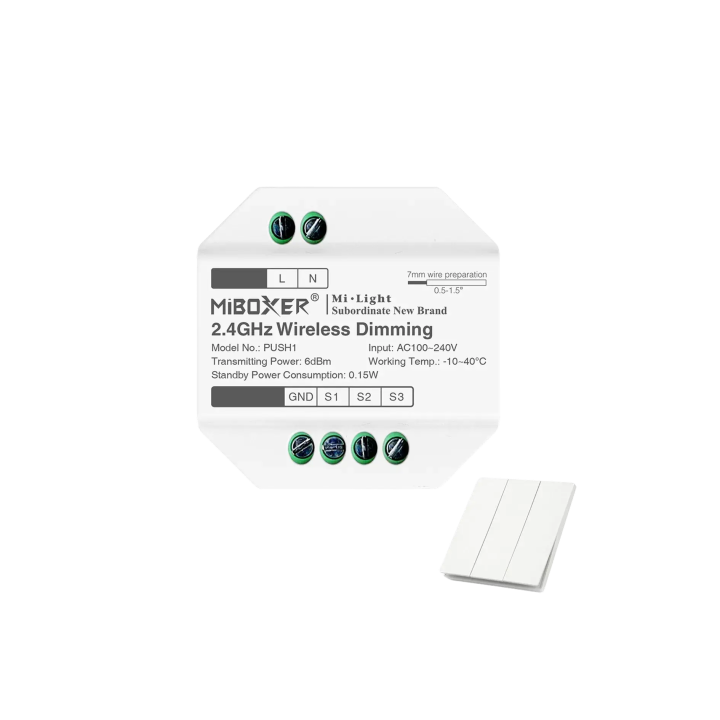 Wireless 2.4GHz RGB+CCT 100-230V Relay PUSH1