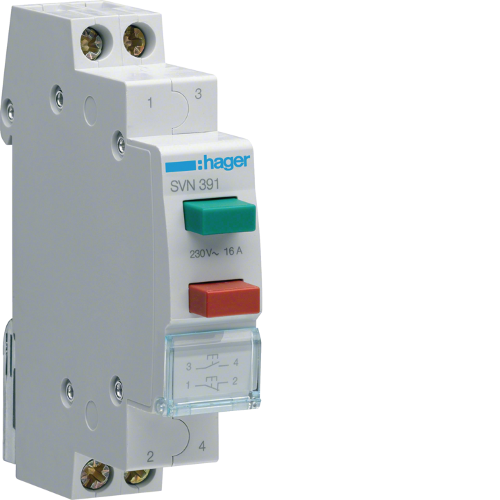 Hager SVN391 Impulse 1NO + 1NC Double Pushbutton