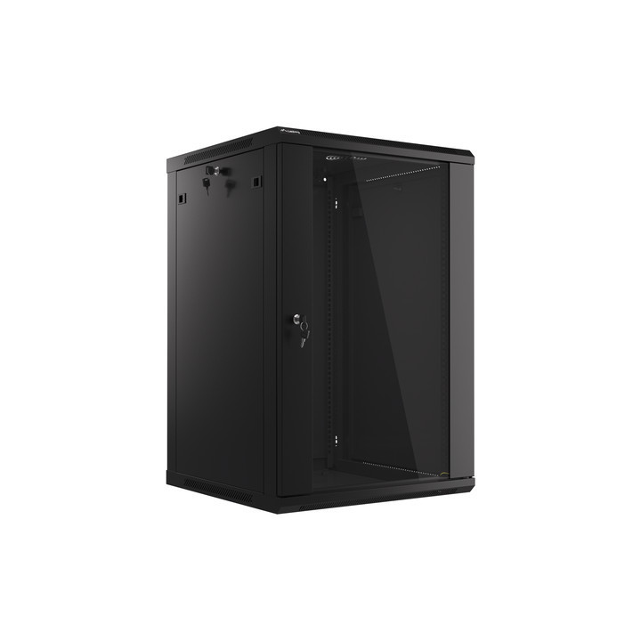 Lanberg 19" Wall-Mount Rack Cabinet 18U/600x600 V2 Black, Glass Door (Flat-Pack)