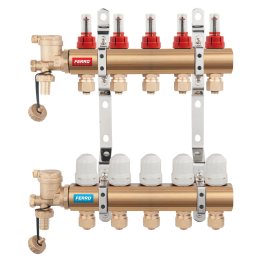 FERRO N-RZP07S – 7-way brass manifold 1", thermostatic valves and flow meters