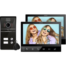 Eura VDP-80C5 video intercom for two families black with outdoor panel
