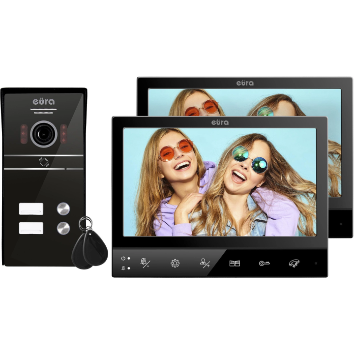 Eura VDP-80C5 video intercom for two families black with outdoor panel