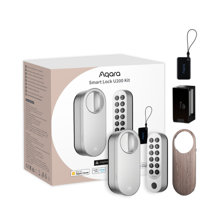 Aqara EL-D02DS Smart Lock U200 Kit Silver Smart Door Lock with HomeKit, Bluetooth, Voice Control