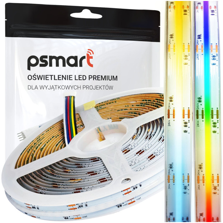 Taśma LED Psmart COB 24V RGB+CCT IP20 12mm 840 LED/m 5m