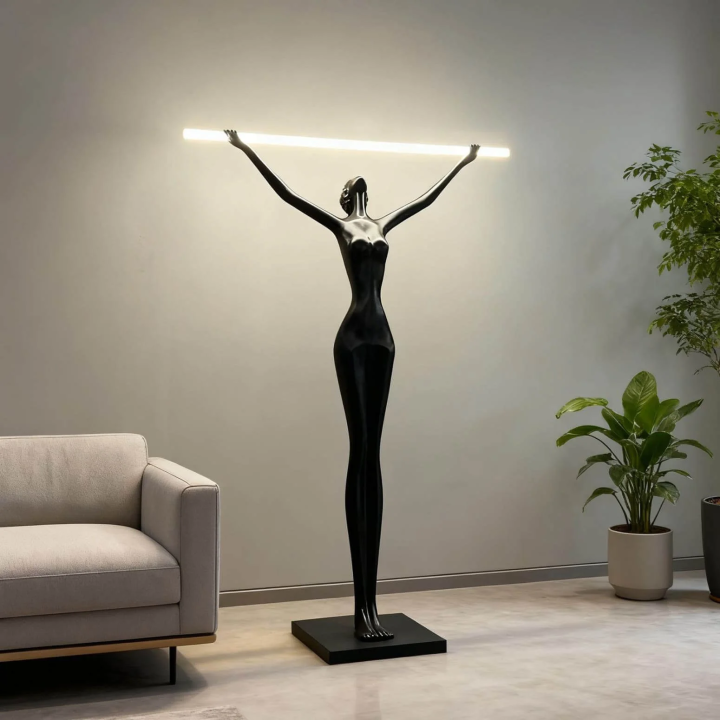 Immax SILUETTE Linea 180 cm – Designer LED SMART 16W Floor Lamp, lamp, fiberglass, black
