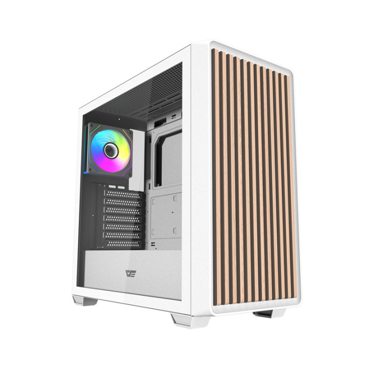 darkFlash DS900WD ATX Computer Case White + 4 Fans