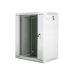 Lanberg 19" Wall-Mount Rack Cabinet 15U/600x450 V2 Grey, Glass Door (Flat-Pack)