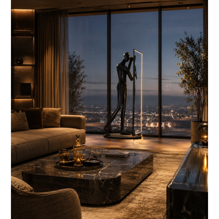 Immax SILUETTE Glam  Human Shadow 200 cm – Sculptural Floor Lamp, Fiberglass, Black, LED SMART 90W