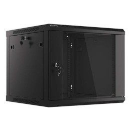 Lanberg 19" Wall-Mount Rack Cabinet 9U 600x600 Flat-Pack Black Glass Door