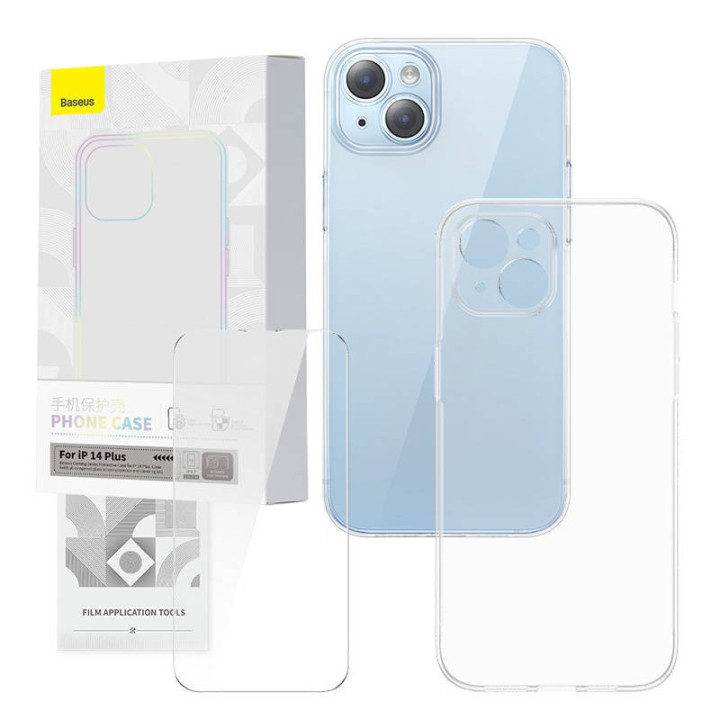 Baseus P60112202201-02 Transparent Case and Tempered Glass Set for iPhone 14 Plus