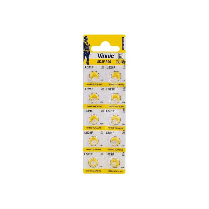 Щелочные батарейки Vinnic L521F AG0 1,5 В 7 мАч 10 шт.
