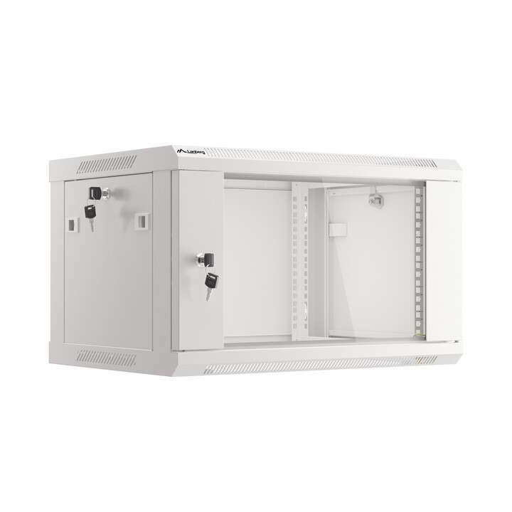 Lanberg LANB-19-06U-450-S Wall-Mount 19" Rack Cabinet 6U 600x450mm Grey Glass Door