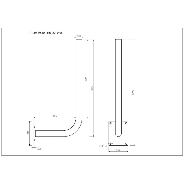 Brand UCHWYT-G30-L Antenna Bracket 60 cm Long Wall Mount 30 cm Offset
