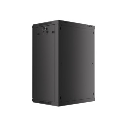 Lanberg 19" Wall-Mount Rack Cabinet 18U/600x450 V2 Black, Glass Door (Flat-Pack)