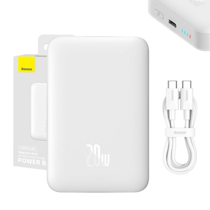 Baseus Magnetic Power Bank 10000mAh 20W USB-C MagSafe White (PPCX070002)