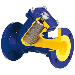 Diagonal flange filter figure 821 DN65 PN16 with magnetic cartridge mesh 0.63mm 100 mesh/cm2 execution C64