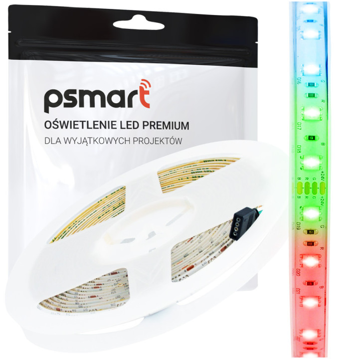 Taśma LED Psmart 5906203620319 24V RGB 5050 IP65 10mm 60LED/m 5m