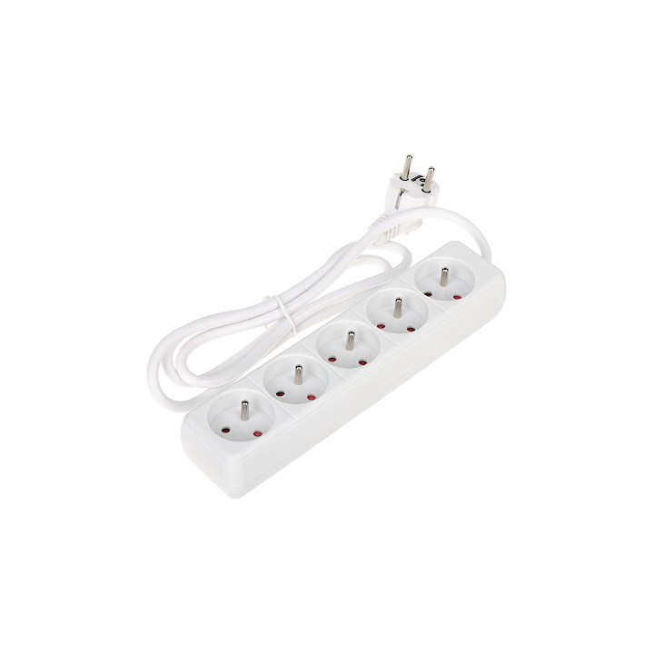 Power Strip PR-1.5M-5G/W 5-Way Schuko Extension Lead 1.5m White