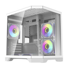 darkFlash FT350 White Mini Tower Computer Case + 5 ARGB Fans