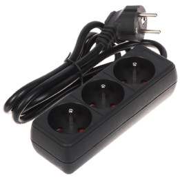 Удлинитель PR-1.5M-3G/B 3 розетки 1.3м кабель 16A 230V – Французские розетки