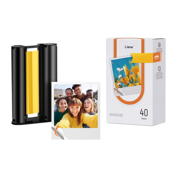 Liene Amber 3x3" Self-Adhesive Photo Paper Kit, 40 Sheets + 1 Cartridge (LA002-65007)