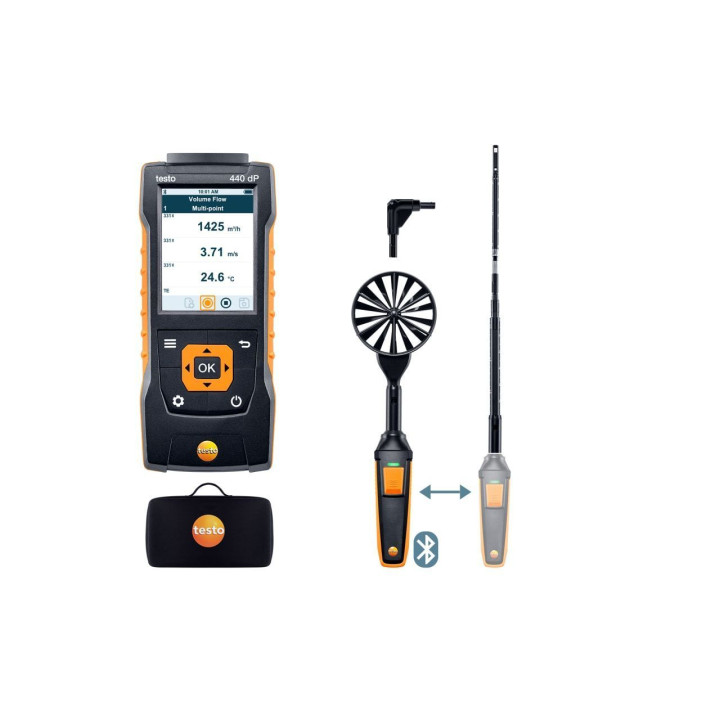 Комплект приборов для измерения расхода воздуха Testo 440 delta P Air Flow ComboKit 1 с Bluetooth