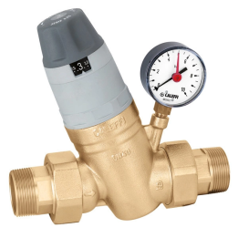 Caleffi 535061 Pressure Regulator with Replaceable Cartridge, Manometer, and Setting Indicator 1"