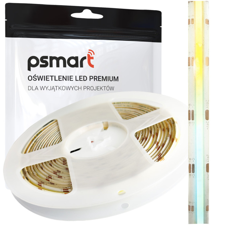 Taśma LED COB Psmart 24V CCT 3500-6500K 10mm IP65 608LED/m 5m