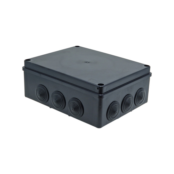 Boîtier S-BOX montage en saillie IP65 240x190x90mm avec presse-étoupes noir UV