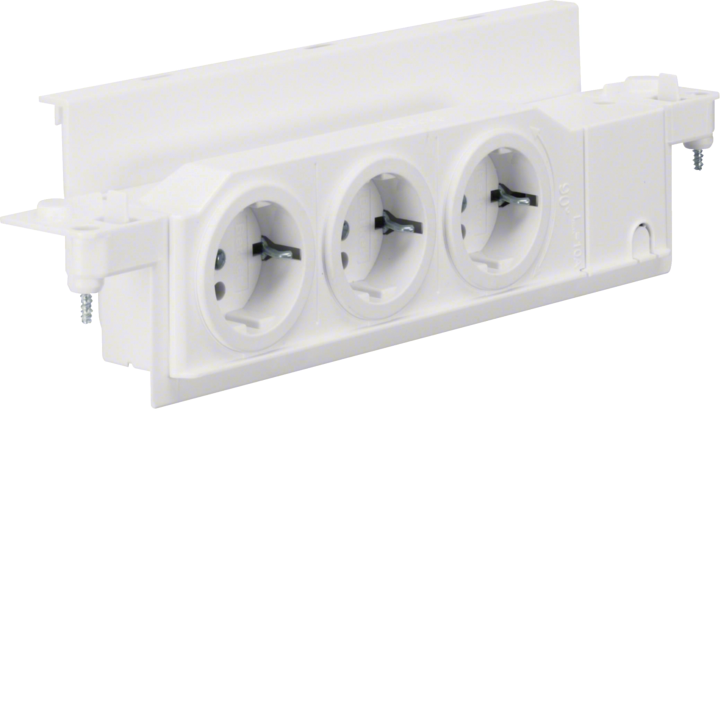 Hager Volta VZ00UP Flush Schuko Socket Unit, Triple, Rotatable