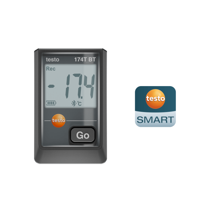 Mini temperature data logger Testo 174 T BT with Bluetooth and App connection (Black)