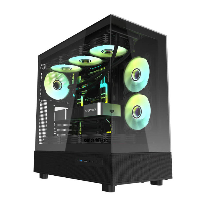DarkFlash DPX90 Schwarzes Midi-Tower-Computergehäuse + 3 Lüfter