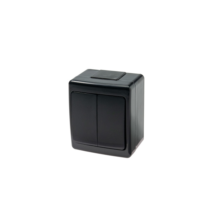 BETA Schalter 1+1 Oberfläche schwarz IP44 UV-Schutz