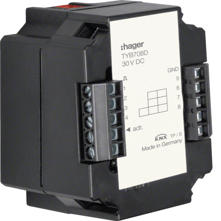 Универсальный интерфейс Hager TYB708D, 8-местный, комфортный