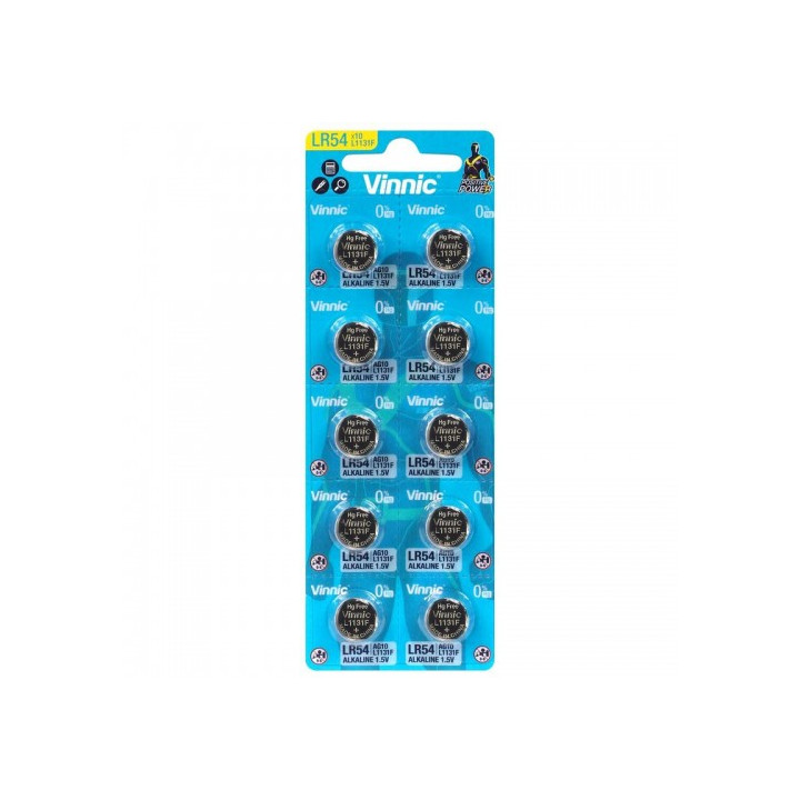 Vinnic L1131 LR54 189 RW89AG10 KA54 LR1130 L1131 V10GA Щелочные батарейки 68 мАч 1,5 В 10 шт.
