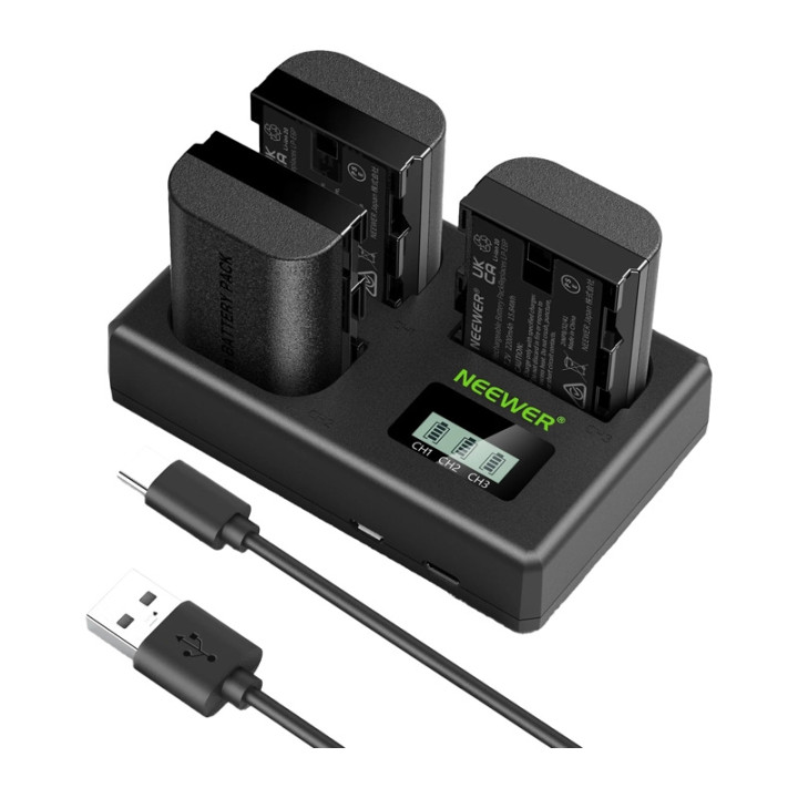 Neewer LP-E6P 3er-Pack Ersatzakkus für Canon-Kameras mit USB-Ladegerät
