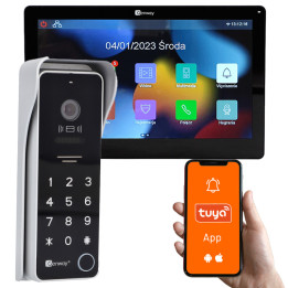 Kit videocitofono a 2 fili Genway F-S9V13-2W-C con monitor touchscreen da 7", WiFi, Tuya