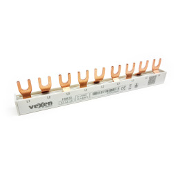 MCB busbar 10mm2, 3 phase, fork type, 160mm, 9 modules