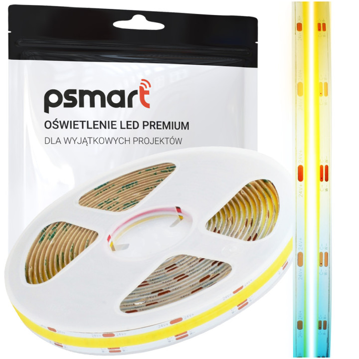 Taśma LED Psmart COB 24V CCT IP20 10mm 608LED/m 5m