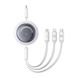 Baseus Free2Draw 3-in-1 Fast Charging Cable USB-C to USB-C/Lightning/Micro 100W, 1.1m (White)