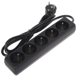 Power Strip PR-1.5M-5G/B 5 Outlets 1.5m Cable Schuko Type F 16A 230V