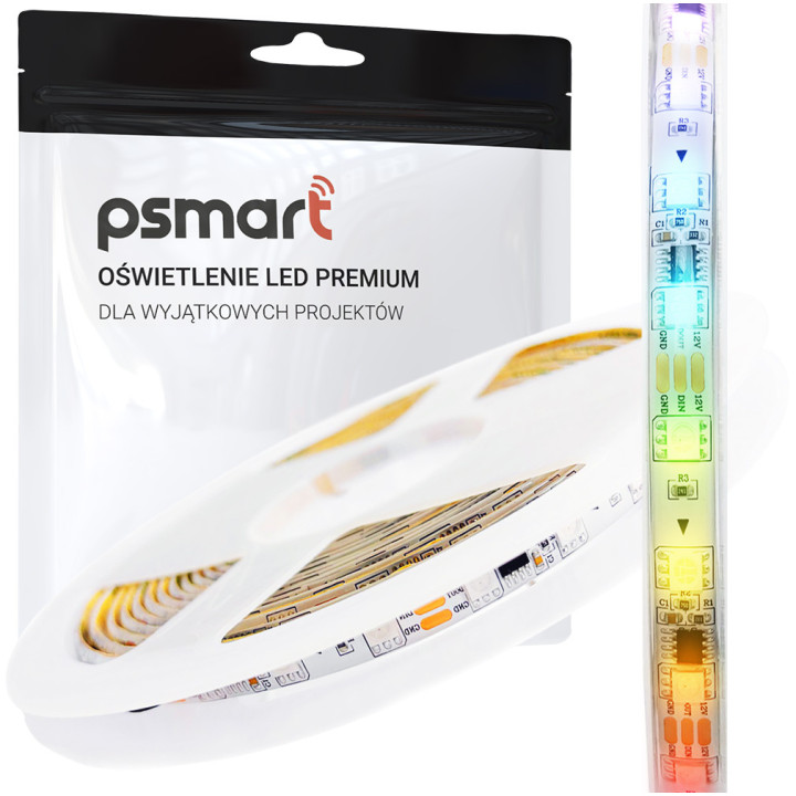 Psmart 5906203623341 Adresowalna Taśma LED 12V RGBIC WS2811 IP65 10mm 60LED/m 5m