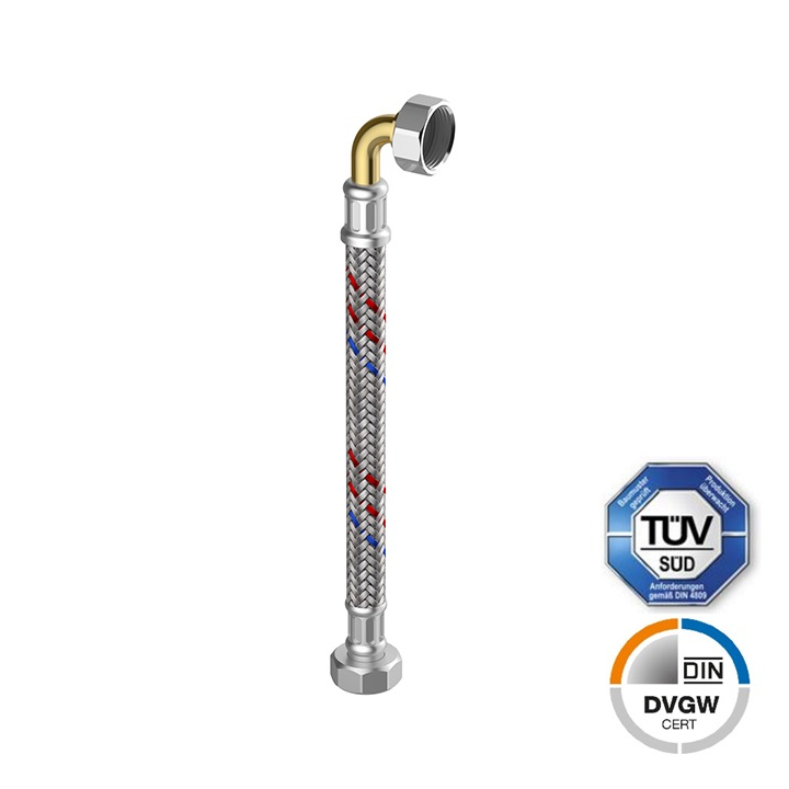 MEIBES Flexible Silicone Hose 50cm 3/8x3/8 Stainless Steel Braid