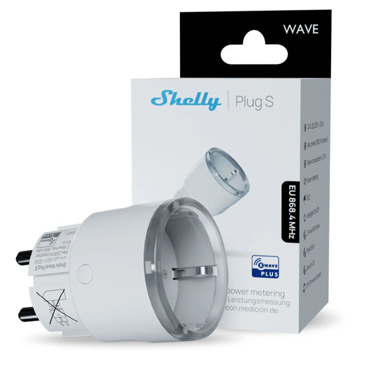 Shelly Wave Plug S – smart plug with power meter, Z-Wave, white