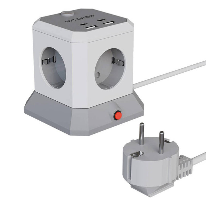 BlitzWolf BW-EC1 Power Extender with 4 AC Outlets, 2 USB-A & 2 USB-C
