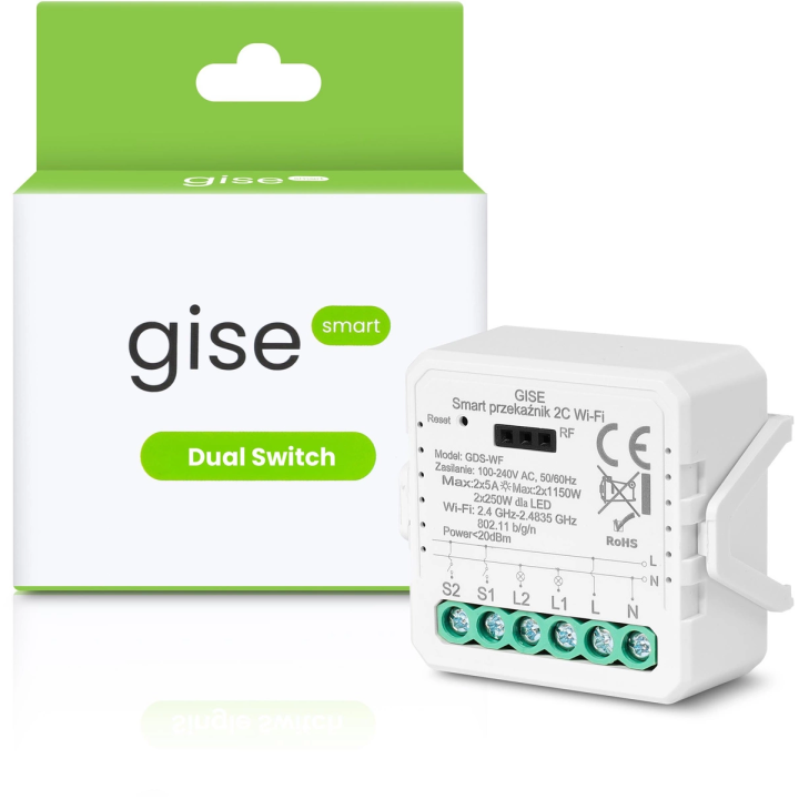 GISE Smart GDS-WF – двойной релейный модуль Wi‑Fi Tuya